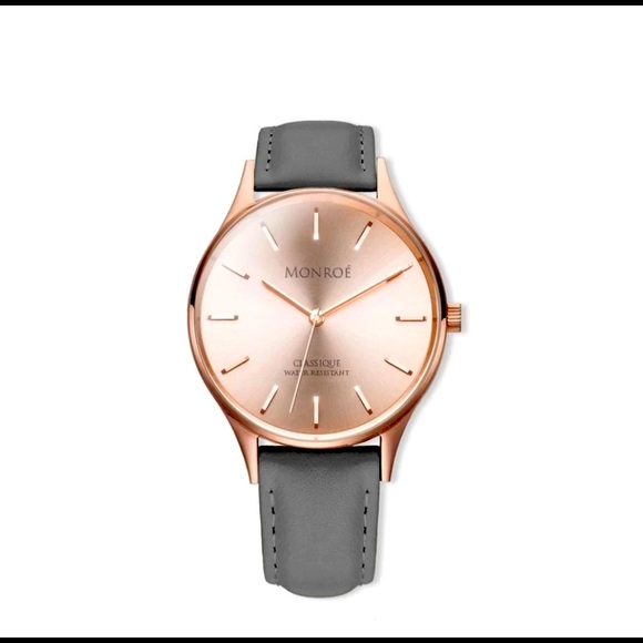 Monroé Accessories - NWT!  Monroé Rose Gold and Gray Leather Watch
